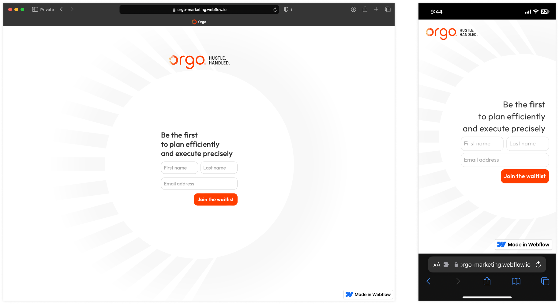 Initial teaser site screenshot
