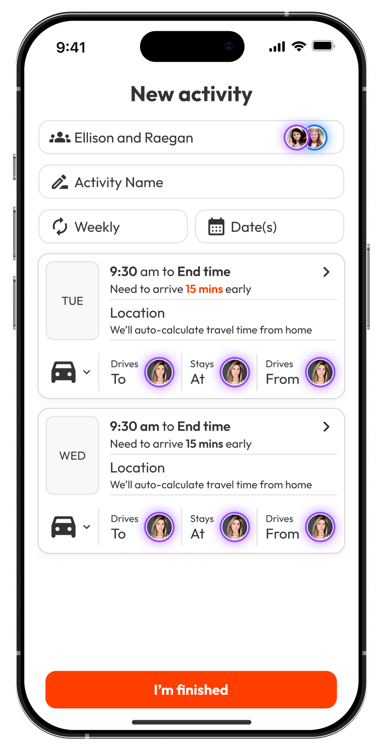 Iteration 2 of the activity screen